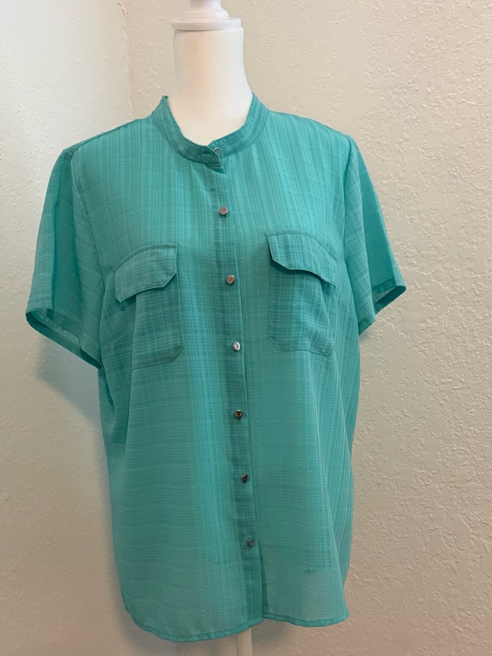 Notations Teal Button-Down Short Sleeve Shirt